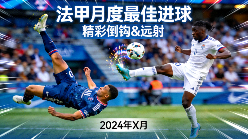 法甲月度最佳进球合集视频封面，包含精彩倒钩和远射